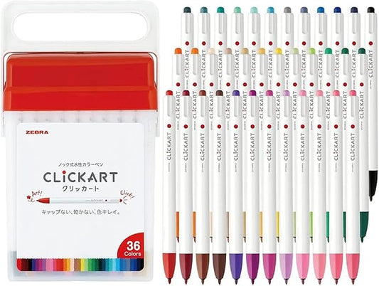 Zebra WYSS22-36C-N Clickart Water-Based Markers, 36 Colors, Case Included