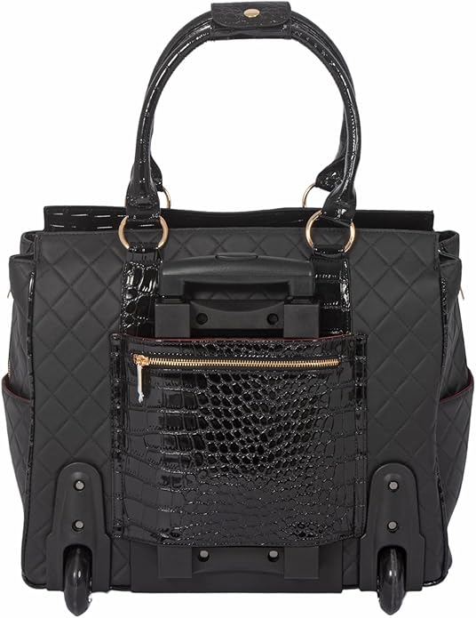 JKM and Company Alligator Compatible With Computer iPad, Laptop Tablet Rolling Tote Bag Briefcase Carryall Bag