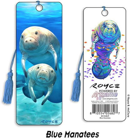 3D Bookmarks Featuring The Artwork of Royce B Mcclure (Blue Manatees)