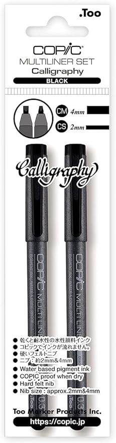 Copic Multiliner Writing Pens & Markers, Black 2 Count