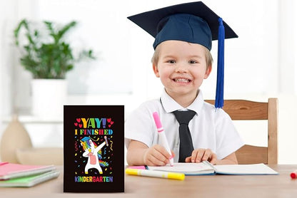 FaCraft Kindergarten Graduation Card, Unicorn Yay I Finished Kindergarten Greeting Cards Class of 2025 Kindergarten Graduation Gift Cards with Envelope for Kids Boy Girl Kindergarten Graduates