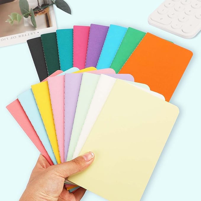 16PCS Mini Notebooks Bulk, 3.5" x 5.5", 16 Color, 60 Pages Blank Paper Small Pocket Notebook Set, Mini Journal Memo Notepads for Kids, Students, Traveler, School Office Supplies