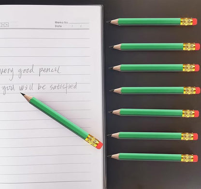 Adhere 25pcs Golf Pencils with eraser Hexagon Wooden Pencils Graphite 2B for Golf Event Scoring,Classroom,Wedding,Company Meetings,Pew, Pocket (Light Green)