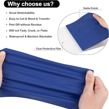 VINYL FROG Heat Transfer Vinyl Roll HTV Vinyl - 12"x5ft Royal Blue Iron on Vinyl for T-Shirts, Heat Press Vinyl for DIY Craft Designs (Royal Blue)