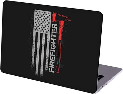 Case Compatible with MacBook Pro 14 inch Hard Protective Shell with Keyboard Cover (A2442 M1 Pro/Max, 2021 Release) - Firefighter and USA Flag of Star and Stripe