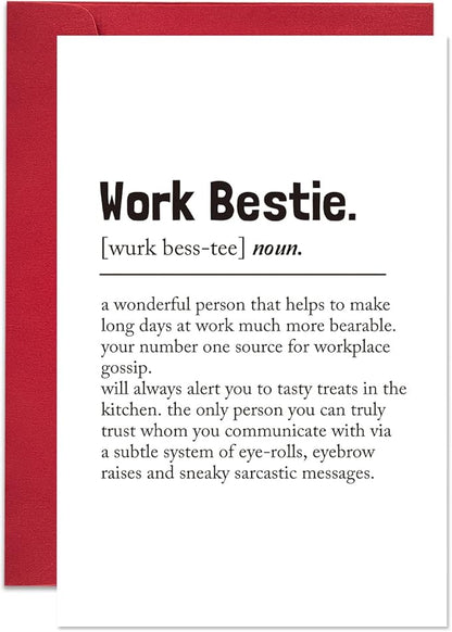 Ogeby Work Bestie Definition Card, Funny Birthday Card for Coworker Her, Humor Leaving Card for Work Friend