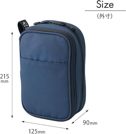 LIHIT LAB Gadget Pouch, Double, 5 x 3.6 x 8.5, Navy Blue (A7765-11)
