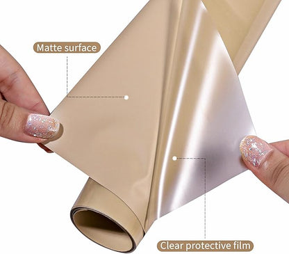 VINYL FROG Heat Transfer Vinyl Roll - 12" x12ft Tan HTV Iron on Vinyl for T-Shirts, Heat Press Vinyl for DIY Craft Designs (Camel)