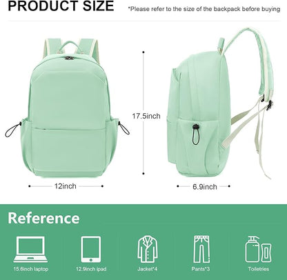 YGR Laptop Backpack for Women and Men, Waterproof Lightweight Travel Daily Rucksack Casual 15.6 inches Computer Bags for College, Green