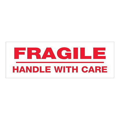 Aviditi Tape Logic 2 Inch x 110 Yard 2.2 Mil Red/White, Heavy Duty Packing Tape, "Fragile Handle with Care" 6 Pack, Perfect for Packing, Shipping, Moving, Home and Office