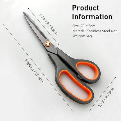 All-Purpose Scissors Bulk 2-Pack - Ultra Sharp 2.5mm Thick Blade Shears with Comfort-Grip Handles for Home and Office, Suitable for Right/Left Handed Use