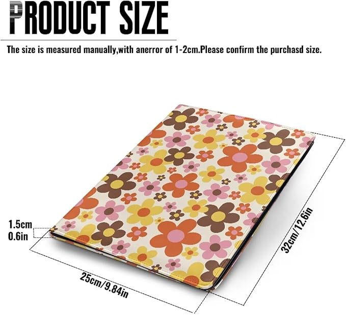 Cozeyat African Floral Padfolio for Women Binder Portfolio Folder, PU Leather Folder A4 Conference Pad Document Organizer Notepad Holder