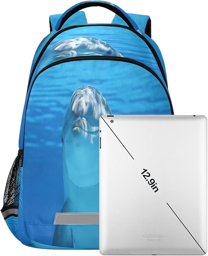AUUXVA Cute Dolphin Sea Ocean Backpack School Bookbag Laptop Purse Casual Daypack for Teen Girls Women Boys Men College Travel