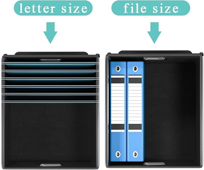 Collapsible File Storage Organizer Boxes with Lids, Linen Office Document Storage Box, Filing Box, Decorative Small File Box for Hanging File, Single File Box with Plastic Slide for Office/Decor/Home