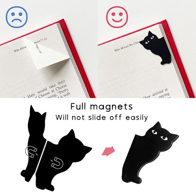 Magnetic Bookmarks - 18 Pieces Assorted Cute Book Markers Clip Set for Teachers Students Book Lovers Reading, for School Office Home Supplies, Kawaii Cat Magnet Page Markers