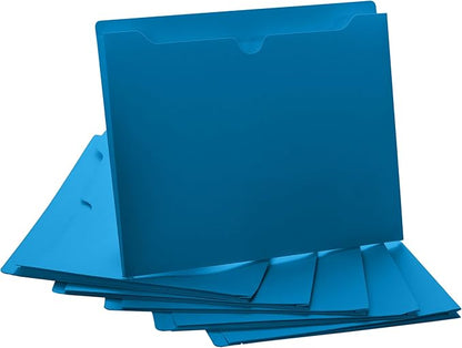 Blue File Jackets, 1 Inch Expansion, Letter Size, Reinforced Straight-Cut Tab, 6 Pack