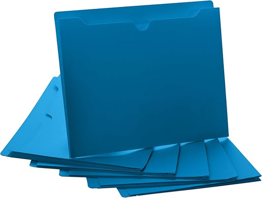 Blue File Jackets, 1 Inch Expansion, Letter Size, Reinforced Straight-Cut Tab, 6 Pack