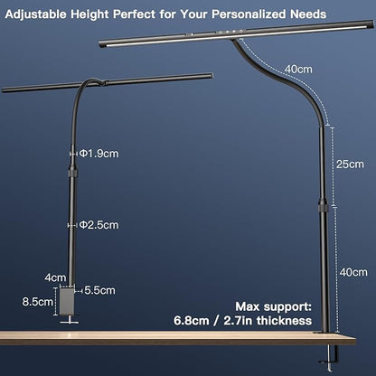 Desk Lamp, 31.5" LED Desk Lamp for Home Office,Gesture Sensing Control Desk Light, Dimmable & Color Temperature, Eye-Caring Office Lamp, Brightest Architect Lamp for Screen/Workbench