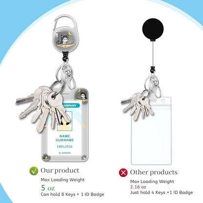 Lanyards for Id Badges, Funny Cute Badge Holder with Retractable Reel Clip, Cat Work Name Tags Keychain Lanyard Vertical ID Card Protector Case for Women Teacher Nurse Nursing Student Office
