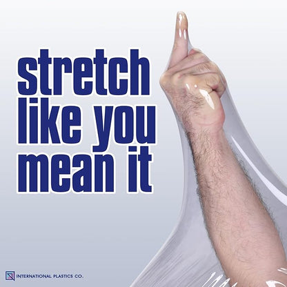 80 Gauge Plastic Stretch Film/Wrap with Tension Handles 1200ft 500% Stretch Clear Cling Durable Adhering Packing Moving Packaging Heavy Duty Shrink Film (18", 1)