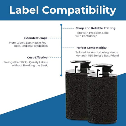Perco Ink Roll for Monarch 1131 and 1136 Price and Date Guns - Pack of 4 Replacement Inkers for Monarch 1131 and 1136 Labelers - Easy to Load, Premium, Clear & Bold Prints - Made in USA