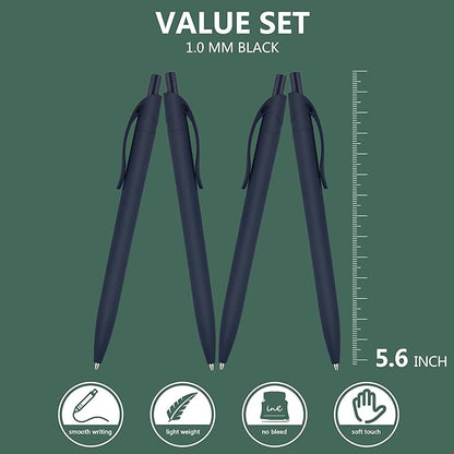 deegtran Pens Bulk, 200 Pack No Bleed Blue Barrel Click Pens, Wholesale Retractable Ballpoint Pens, Pens Medium Point, Smooth Ink Pens, 1.0MM Black Ink