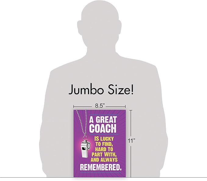 NobleWorks - 1 Jumbo School Coaches Thank You Card From US, Everyone with Envelope (8.5 x 11 Inch) - Team Sports Gratitude, Teacher, and Mentor Notecard - Memorable Coach J3126TYG-US