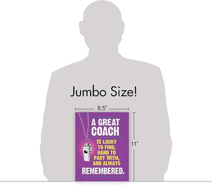 NobleWorks - 1 Jumbo School Coaches Thank You Card From US, Everyone with Envelope (8.5 x 11 Inch) - Team Sports Gratitude, Teacher, and Mentor Notecard - Memorable Coach J3126TYG-US