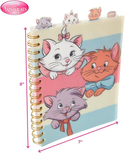 Innovative Designs Disney The Aristocats Tab Journal Notebook for Kids, Spiral Bound, 96 Lined Pages, 8 x 7 inches