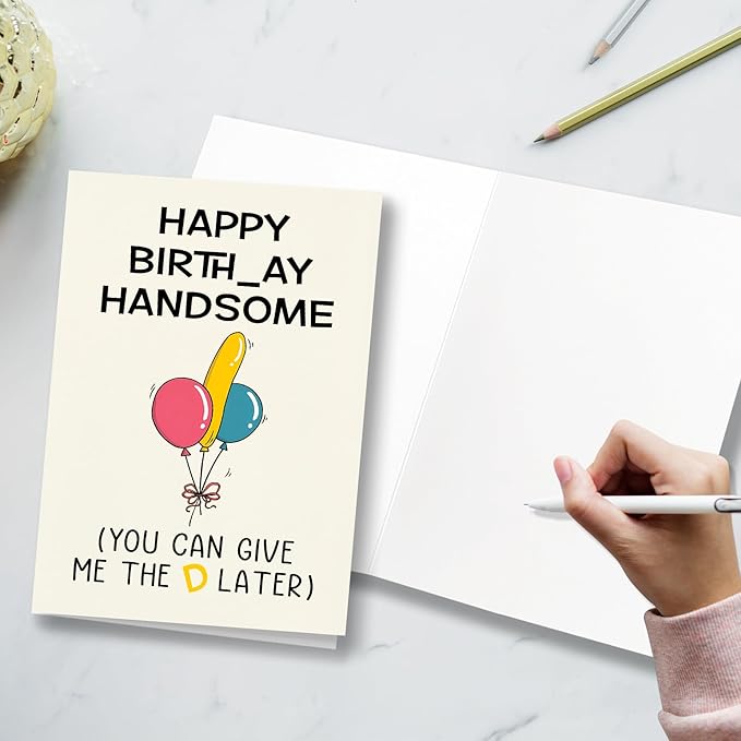 Funny Birthday Cards for Boyfriend, Happy Birthday Cards for Him, Rude Birthday Cards for Boyfriend, You Can Give Me D Later, Perfect Him or Her, Perfect Soulmate Gifts
