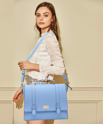 15.6-Inch Laptop-Briefcase-for-Women,Work-Bags Unique Laptop Messenger Bag Satchel-Bag Laptop-Computer Bag with Professional Padded Compartment for Tablet Notebook Ultrabook-Baby Blue Jay