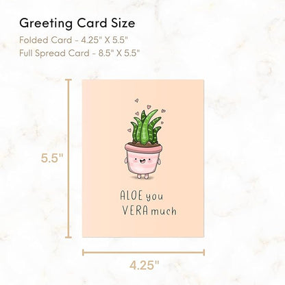 ALY LOU Anniversary Card for Her Him/Girlfriend Wife/Husband Boyfriend, Friendship Thank You Birthday Kawaii Greeting Card (Aloe You Vera Much)