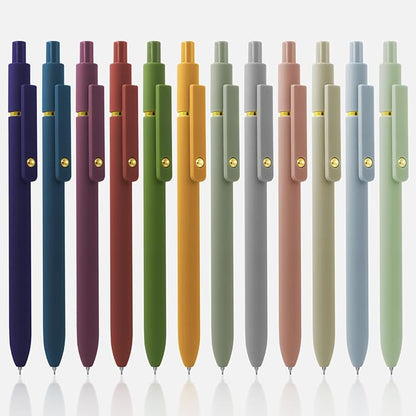 UIXJODO 12 Pcs Gel Pens 0.5mm Quick Dry Black Ink Pens Fine Point Smooth Writing Pens, Cute Office and School Supplies Gifts for Women Teacher Students (12 Pcs Morandi and Vintage Gold)