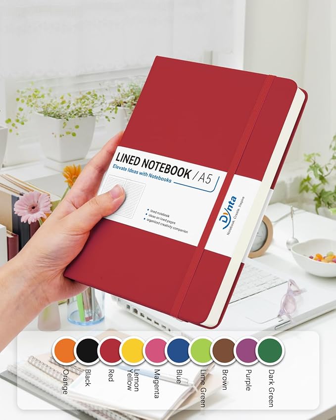 Hardcover Journal Notebooks, 10 Packs A5 Lined Journals Bulk for Writing 200 Pages/100Sheets, 8.4 x 5.8 inch, Classic Ruled Notebook for Work/Travel/College/Note Taking(Red)