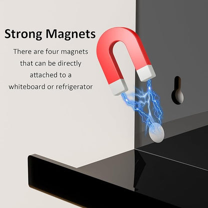 Acrylic Black Whiteboard Magnetic Marker Holder,Wall Mounted Dry Erase Whiteboard Marker Holder Stand Acrylic Magnet Pen Holder for Fridge Refrigerator for School Office Home(Black, 1)