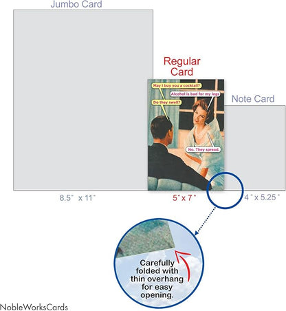 NobleWorks - Funny Birthday Greeting Card with 5 x 7 Inch Envelope (1 Card) Bday Bad for Legs Spread 5678