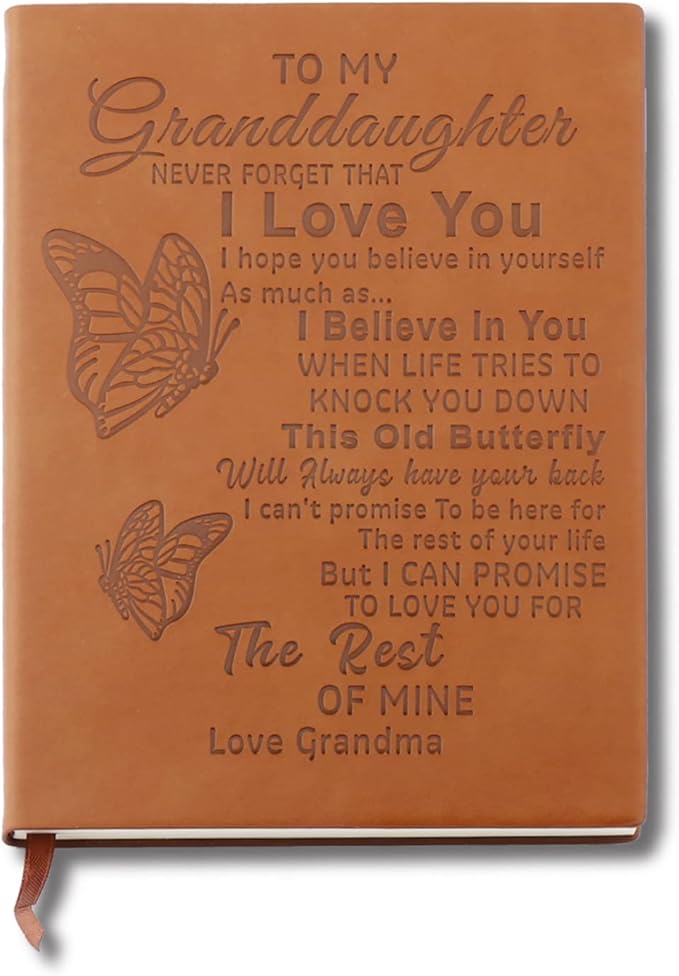To My Granddaughter Leather Journal Notebook I'll Always Be With You Gifts for Granddaughter 130 Page Travel Journal Diary Sketch Book Gift for Girls (Granddaughter)