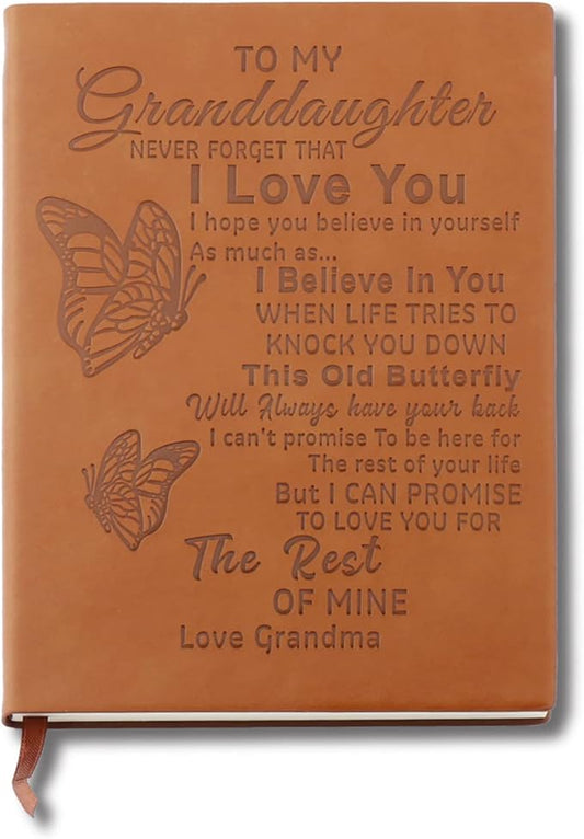 To My Granddaughter Leather Journal Notebook I'll Always Be With You Gifts for Granddaughter 130 Page Travel Journal Diary Sketch Book Gift for Girls (Granddaughter)