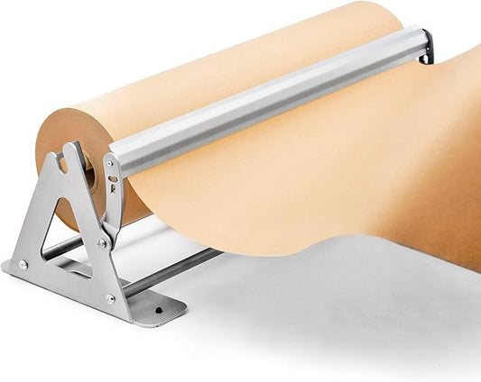 DIY Crew 24 Inch Paper Roll Dispenser and Cutter - Heavy-Duty Wall Mountable, Non Slip Tabletop - Kraft, Freezer, Butcher Paper - Up to 1000ft Rolls