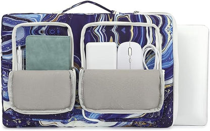 canvaslife 360° Protective Laptop Sleeve Case Bag with 3 Pockets for 14 inch Dell HP Lenovo Laptop and MacBook Pro 14 inch,Surface Laptop 14.4 inch (Blue marble)