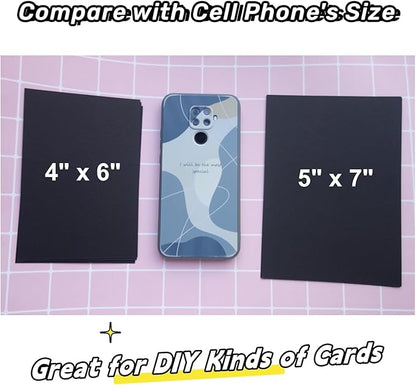 Baisunt 50 Pack 4x6 Black Cardstock Paper Blank Thick Heavyweight 92lb Card Stock for Making Greeting Cards, Invitations cards, Photos, Postcards