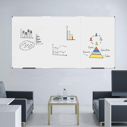 VIZ-PRO Large Magnetic Whiteboard/Foldable Dry Erase Board, 96 X 48 Inches, Wall Mounted White Board for School Office and Home 8' x 4'