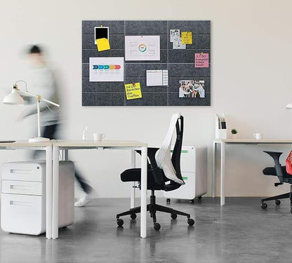 Large Cork Board Felt Board Tiles for Walls with 30 Push Pins, 11.8"x11.8" Pack of 12 Pin Board Notice Boards for Home Office Kitchen, Bulletin Board Wall Tiles for Photos Memos