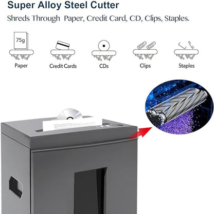 WOLVERINE 18-Sheet Shredders for Home Office Heavy Duty P-4 Security Level Crosscut Paper Shredder Paper/CD/Card Ultra Quiet Paper Shredder for Home with 6 Gallons Pullout Waste Bin SD9113(Grey ETL)
