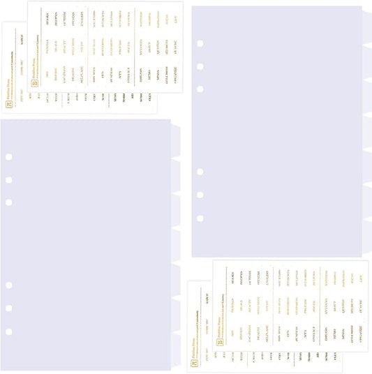DY.2ten Clear Binder Dividers for 6-Holes Ring Binder, 1/7 Cut Tabs, A5 Size, Sturdy Plastic Dividers with 7 Tabs for School Office Home, 2 Sets, 14 Dividers, 2 Tab Stickers.