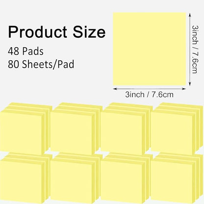 48 Pack 3840 Sheets Pop Up Sticky Notes 3X3 in Bright Color Self Sticky Note Pads Colorful Post Stickies for Office Home School Meeting, 80 Sheets/pad, Yellow