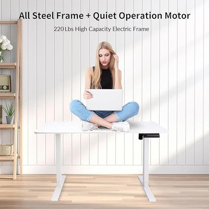 Electric Standing Desk Frame, Height Adjustable Table Legs with Memory Controller, Stand Up Desk Frame Up to 47.2", Ergonomic Standing Desk Base for Home and Office, White Frame Only