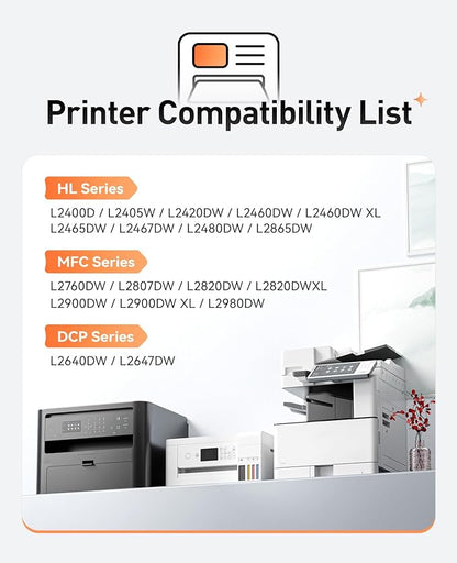 TN830XL Toner Cartridge High Yield Compatible with Brother TN830XL TN830 TN 830 Toner Cartridges to use with HL-L2460DW DCP-L2640DW HL-L2480DW HL-L2400D HL-L2405W MFC-L2820DW Printer (2 Black)