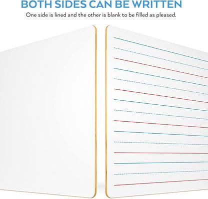 Nicpro Dry Erase Lap Board 12 x 16 inches 2 Pack Ruled Kid Double Sided Blank & Lined Small Lapboard with 8 Pens, 2 Eraser, Learning Mini Whiteboard Portable for Student and Classroom Use