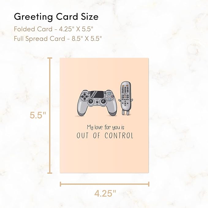 ALY LOU Anniversary Card for Her Him/Girlfriend Wife/Husband Boyfriend, Friendship Thank You Birthday Kawaii Greeting Card (Out Of Control - Video Game)